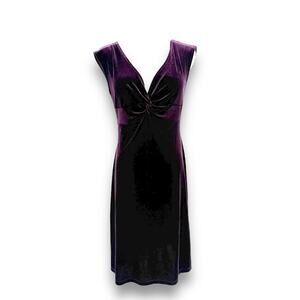 NY&CO Purple Velvet V Neck Mini Dress Y2K Vintage Size S Whimsigoth Grunge Vampy